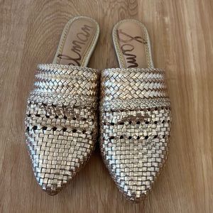 Sam Edelman Woven Metallic Gold Sandals